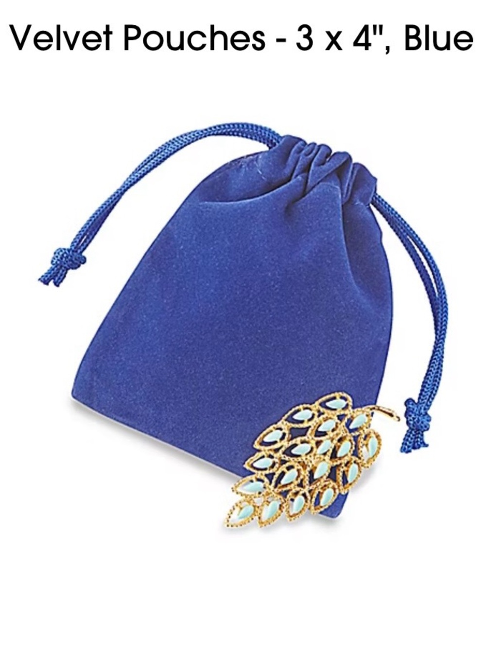 100 Pack Blue Velvet Drawstring Pouches - 3 x 4" Gifts, Jewelry, Coins
